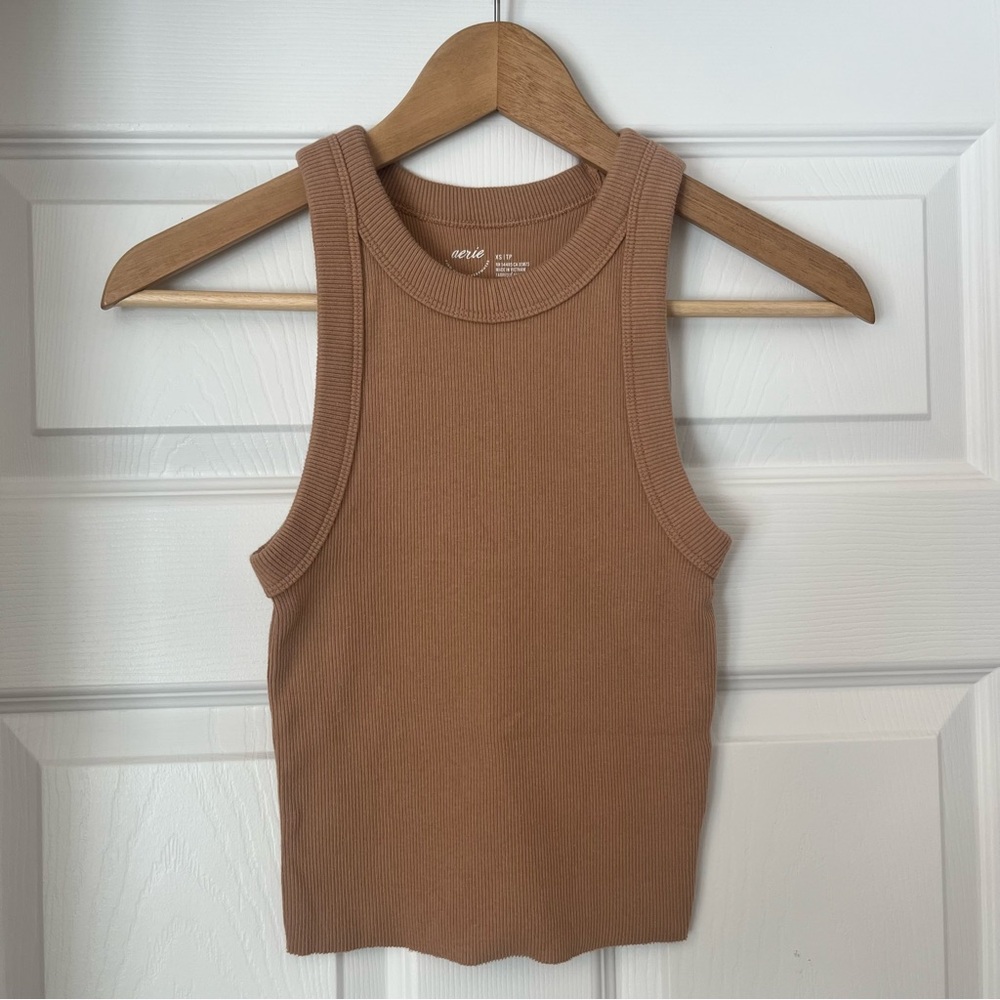 Tan Ribbed Tank Top